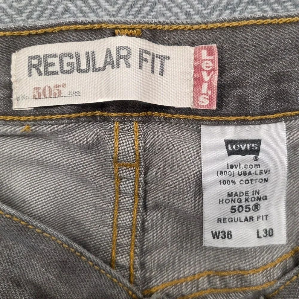 Levis 505‎ Regular Fit Grey Straight Leg Denim Jeans Mens 36x30 00505-3812